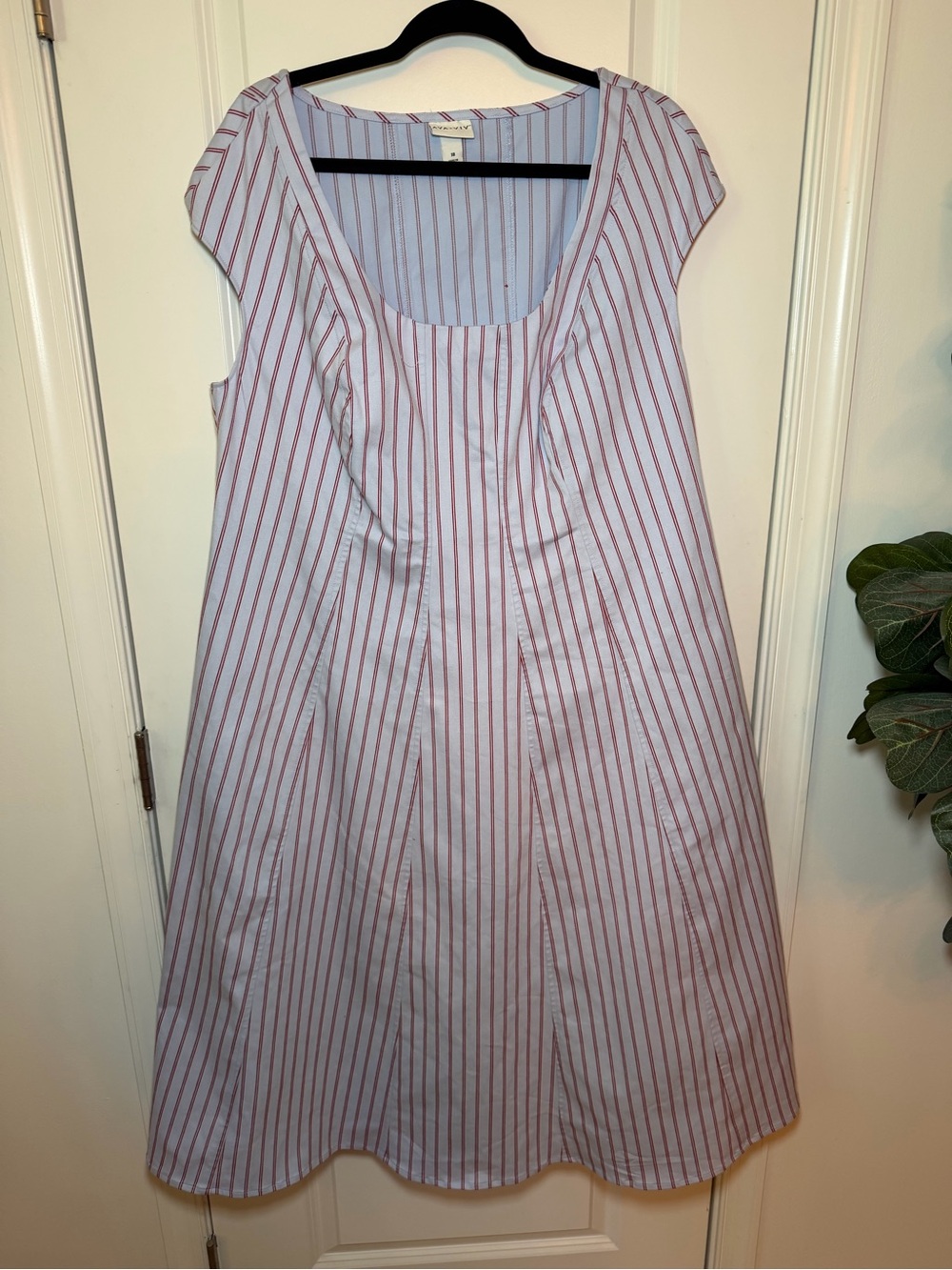 Ava & Viv White Dress with Red Pinstripes